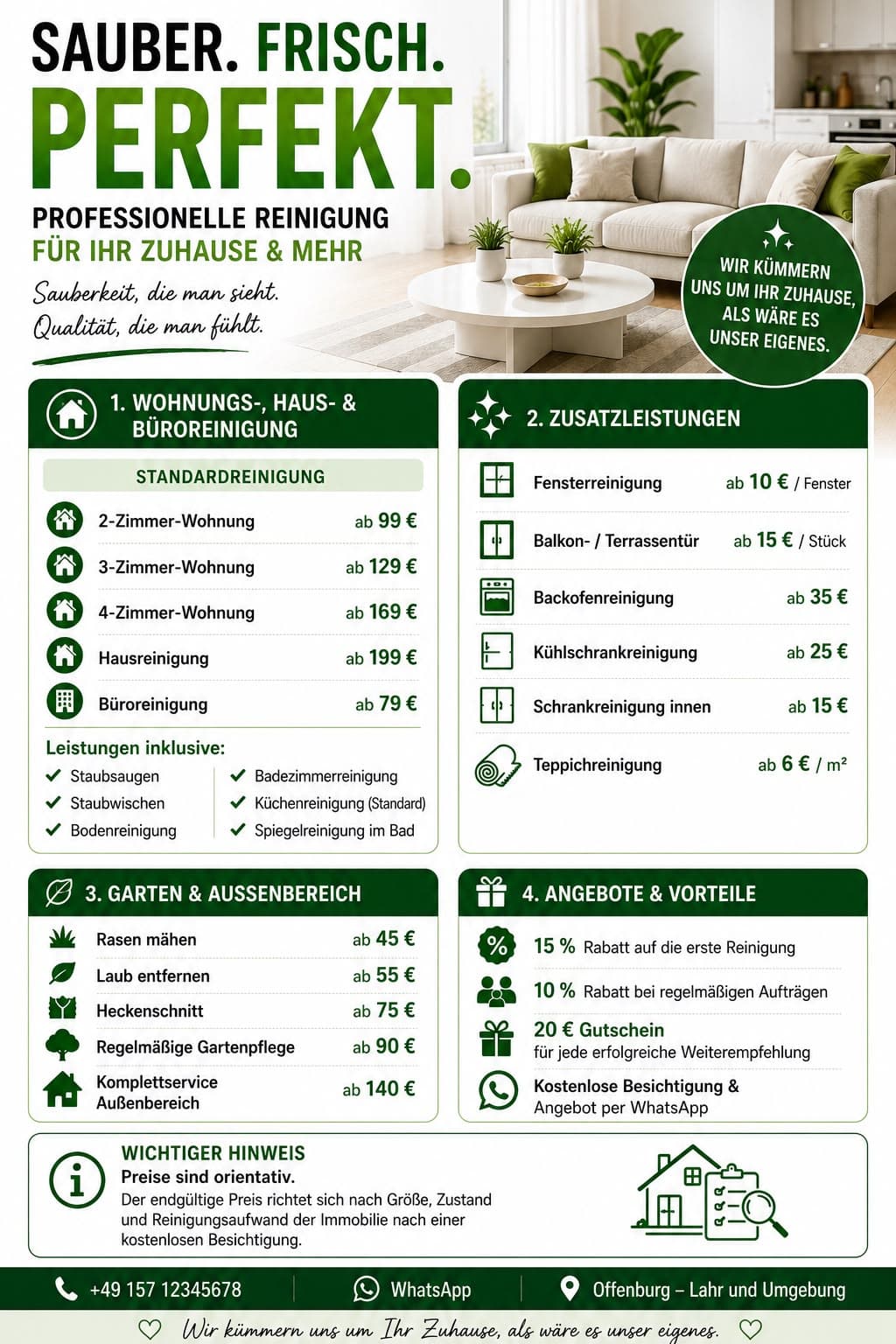 Bevin Cleaning reale Preisliste